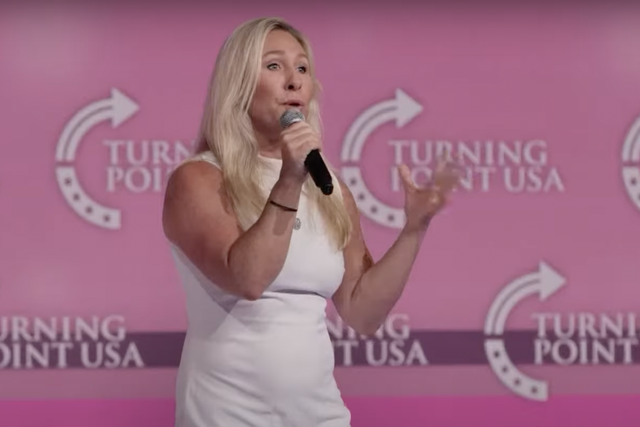 <p>Majorie Taylor Greene speaks at Turning Point USA’s Young Women’s Leadership Summit</p>